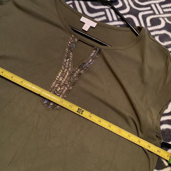 Charming Charlie Womens Olive Green Blouse Large - Picture 5 of 5